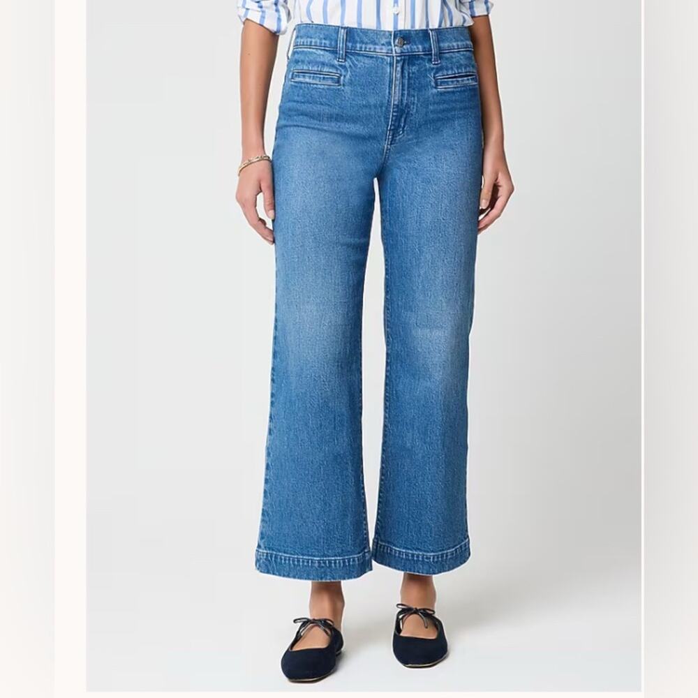 J. Crew Factory Women’s Sz 30 Wide-leg cropped jean with welt pockets